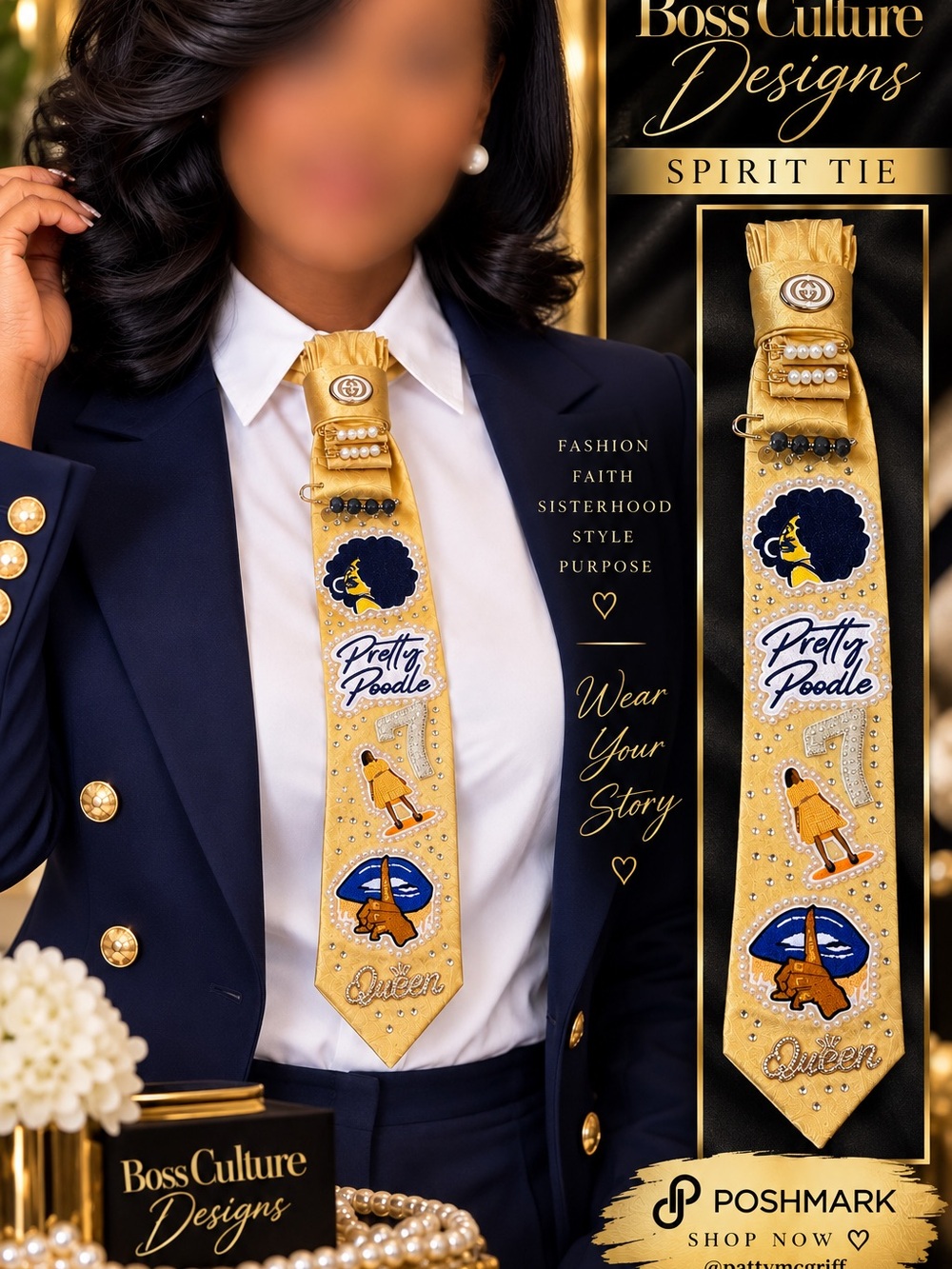 Gold Pretty Poodle Spirit Tie - Women's Accessory